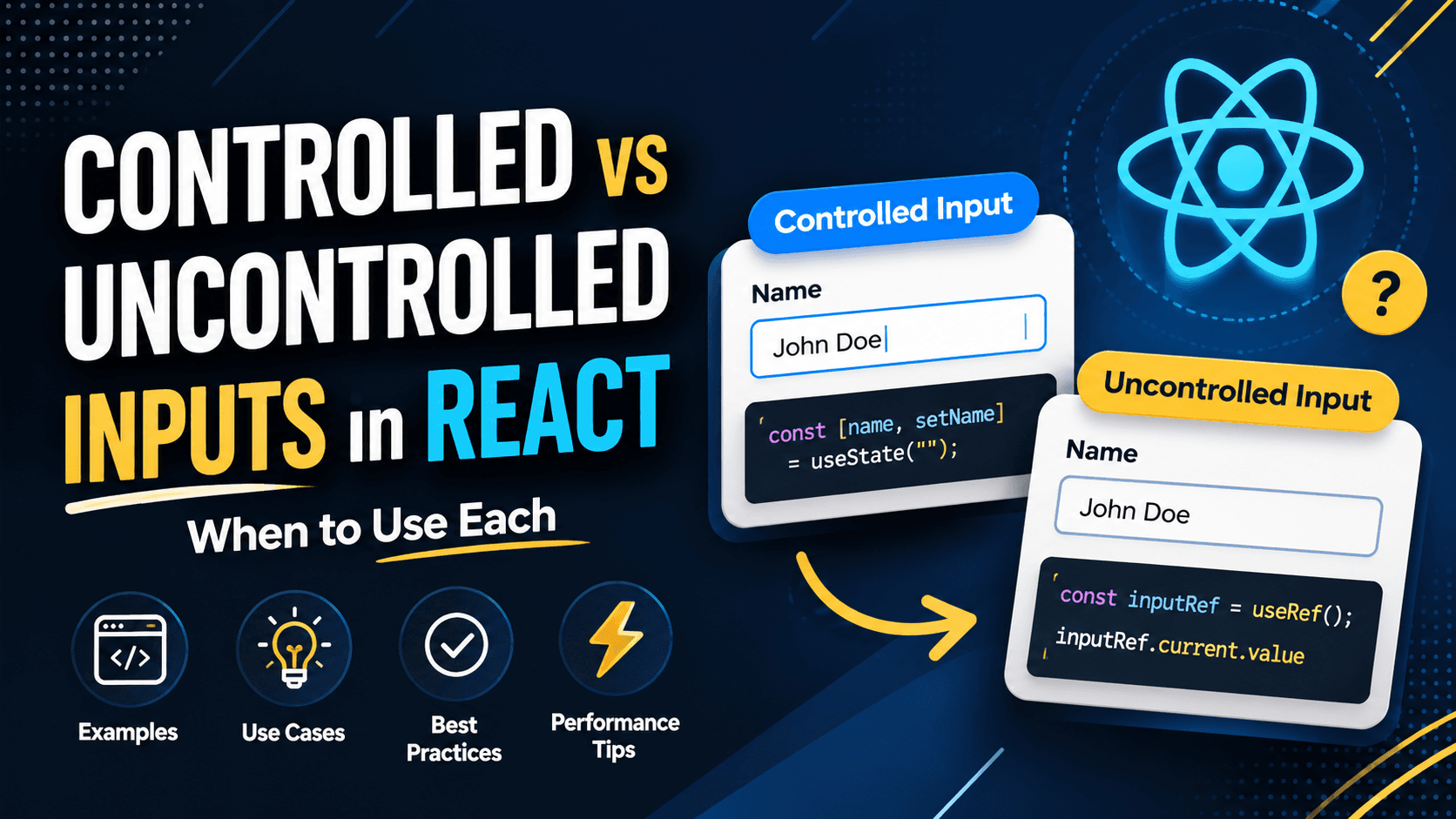 Controlled vs Uncontrolled Inputs in React and When to Use Each Controlled vs Uncontrolled Inputs in React and When to Use Each